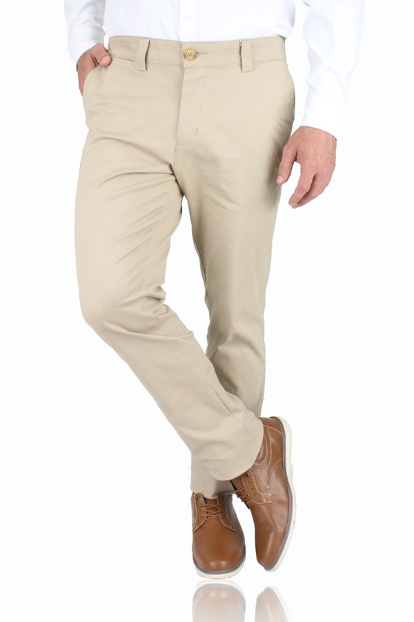 Pantalón Color Caki Estilo Chino De Algodón Para Caballero